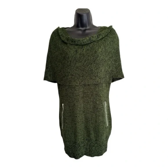 New Directions Olive and Black Marled Knit Dress with Shawl Size L - Picture 7 of 8